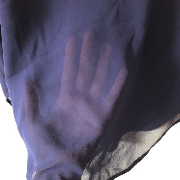 DNA Couture Semi-Sheer Navy Blouse Button Sleeves​ - Picture 5 of 5